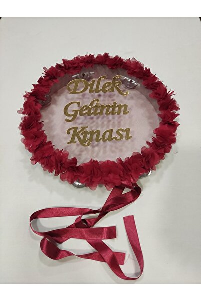 Evsay İsme Özel Lazer Güllü Pleksi Süslü Deri Tef Kına Gecesi Gelin Tefi 30 c...
