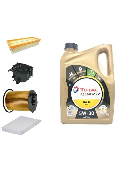 Total Peugeot Partner 1.6 Dizel Yağ Bakım Seti + Total Quartz Ineo Ecs 5W-30 Partiküllü Motor Yağı 4