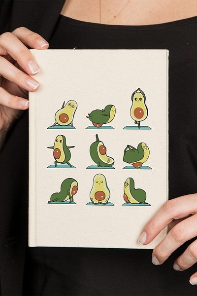 Hediyesepeti 100 de coli (200 de pagini) Caiet de pânză fără linii pentru instructor de yoga cu design avocado