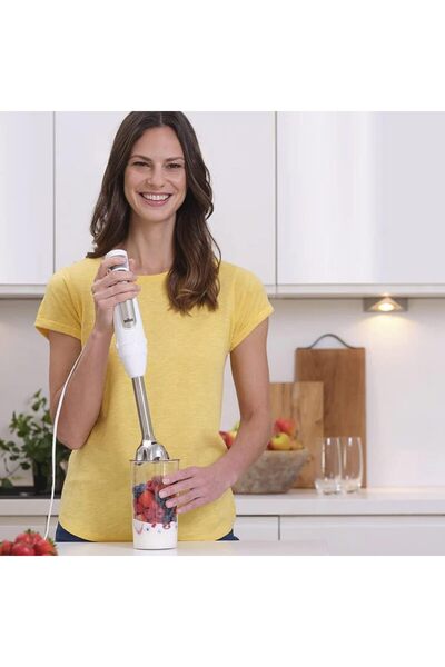 Braun خلاط يدوي 500 مل، مفرمة، مضرب مزدوج، شفرة نشطة، SmartSpeed، PowerBell Plus -MQ7035XBI