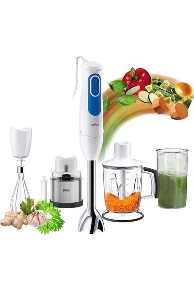 Braun MultiQuick 3 HandBlender 1.25l Jug, Splash Control, Chopper, Ice Crush, Spice Grinder - MQ3048