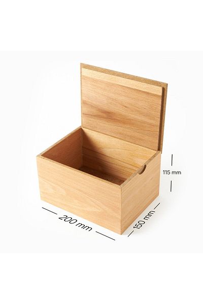 Hediyesepeti 150x200x115 Mm Natural Beech Wood Covered MDF Material Wooden Beech Box - Handcrafted Box with Snap Lid