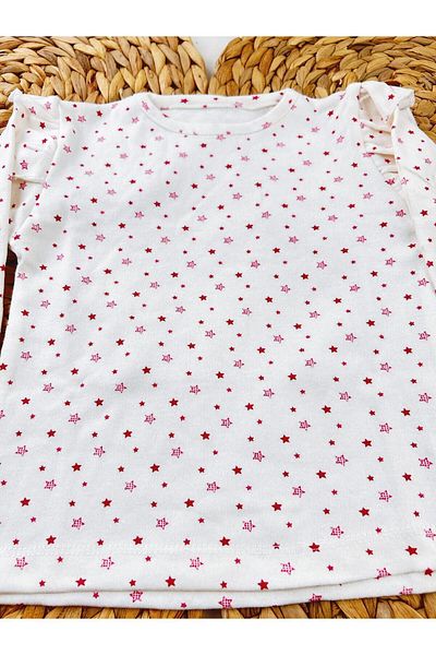 FURKYY Star Patterned Frilly Sleeve - Seasonal Single Top