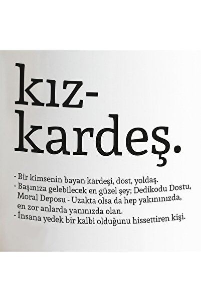 Hediyesepeti Kız Kardeş Kelime Anlamlı Baskılı Kupa Bardak - Kahve Bardağı - Kız Kardeşe Özel Tasarım Hediye