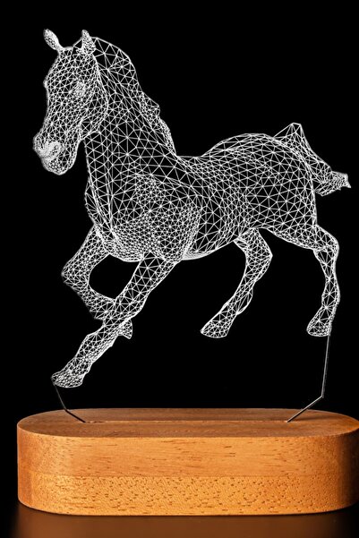 Hediyesepeti At Tasarımlı 3 Boyutlu Gece Lambası