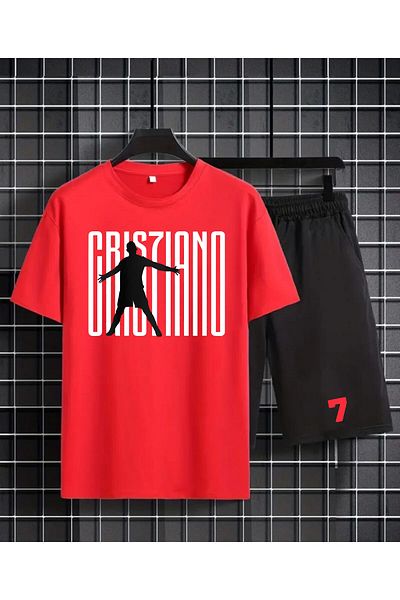 LUNAVISTA Jogger T-Shirt and Printed Shorts - Crew Neck Set