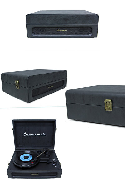 Crown Well Siyah Çantalı Plak Çalar BLUETOOTH Özellikli