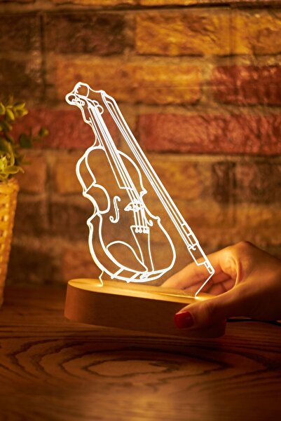 Hediyesepeti Keman Severlere Özel 3 Boyutlu Led Lamba Masa Lambası