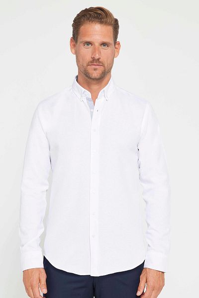 Tudors Cotton Slim Fit pánská košile - dlouhý rukáv, límeček na knoflíky, snadné žehlení