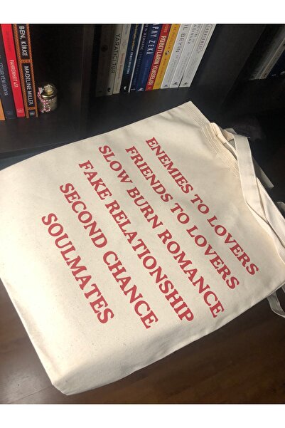 That Moment Yazılı Bez Çanta, Kitap Severler İçin Hediye, Kırmızı Tote Bag, Arkadaşa Hediye, Doğum Günü Hediyesi