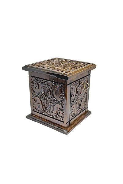 hiçdurmaal Oyma Desenli Büyük Boy Ahşap Dikey Kumbara 1 Adet