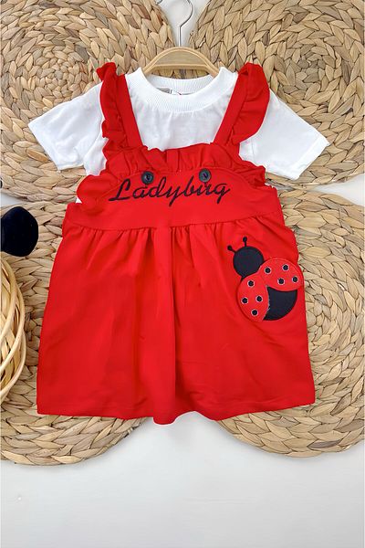ASN APPAREL Embroidery Detailed Ladybug Salopet