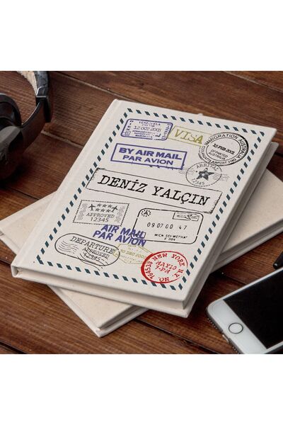 Hediyesepeti Special Printed Canvas Notebook for Travel Lovers