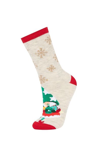 DeFacto New Year's Themed Women's Cotton Long Socks Set of 2 - Y8751azns