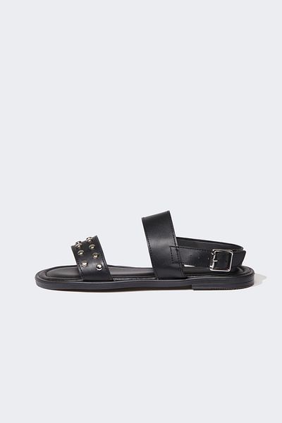 DeFacto Damen-Sandalen aus Kunstleder mit doppeltem Riemen und flacher Sohle C3731ax24hs