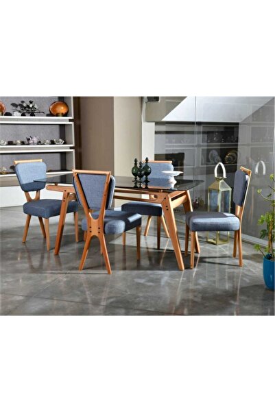 VOWTURKEY Palace Iskandinav Masa Takımı - Camlı - Mutfak- Salon Masa Takımı