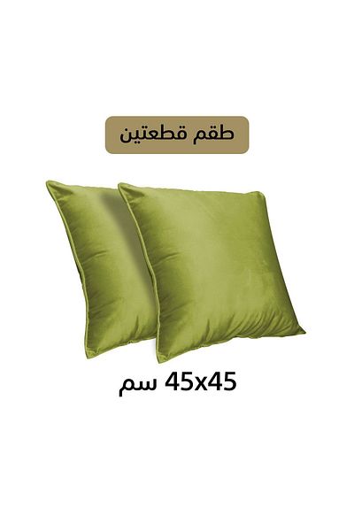 In House 2 Pieces Velvet Decorative Cushion Set Solid Design - 45x45 Cm