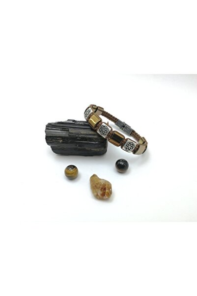 MERKABA Gri Kahverengi Yaşam Çiçeği Quantum Enerji Bilekliği