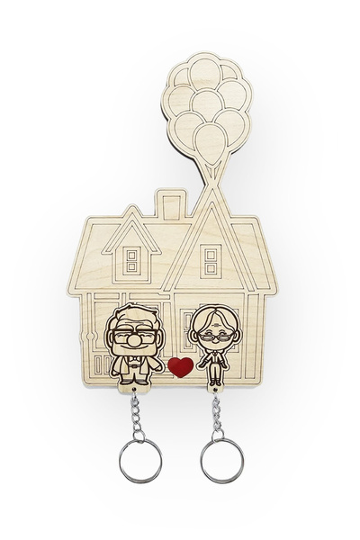 Dlyn مجموعة سلسلة مفاتيح Dalyan Look Up - خشبية V2، تتضمن شماعة مفاتيح