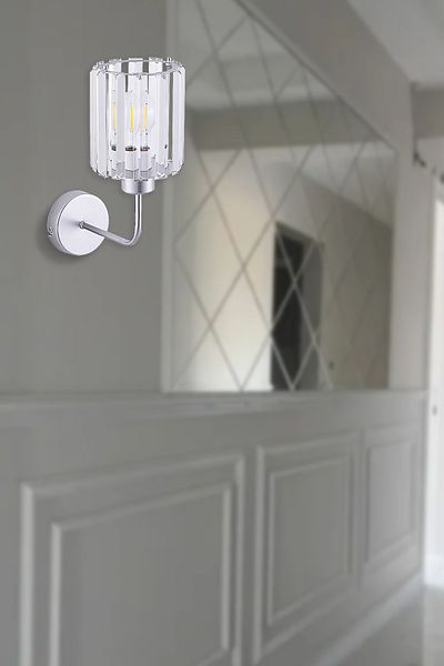 VK HOME AYDINLATMA Lina Crystal Stone Sconce (Silver)