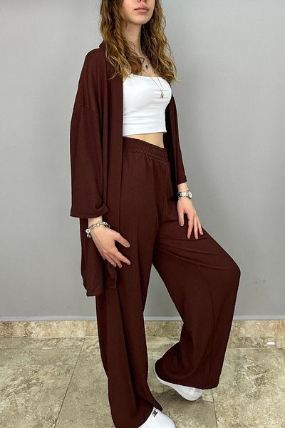 Tam Moda بنطلون بالازو نسائي - طقم كيمونو -