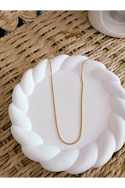 EMKSHOP Stainless Steel Stylish Necklace with Chain Cut Inside Right