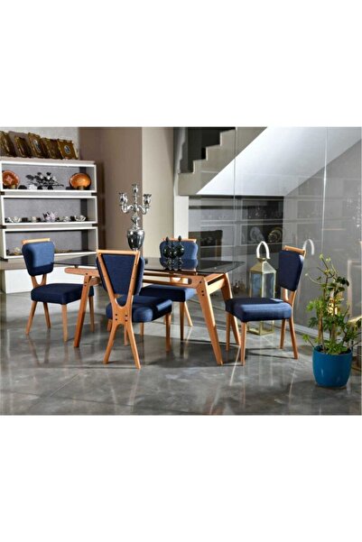 VOWTURKEY Palace Iskandinav Masa Takımı - Camlı - Mutfak- Salon Masa Takımı