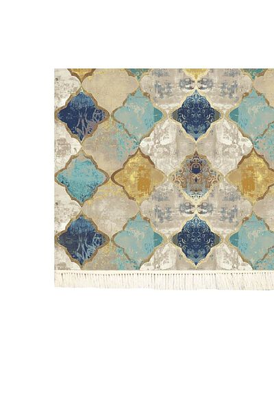 In House Soft Velvet Turkish Rectangular Door & Bath Mat -Multicolor - 60x40 cm