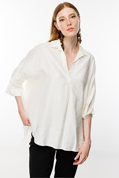 Nefeli Düşük Kol Oversize Gömlek