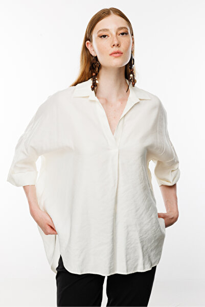 Nefeli Düşük Kol Oversize Gömlek