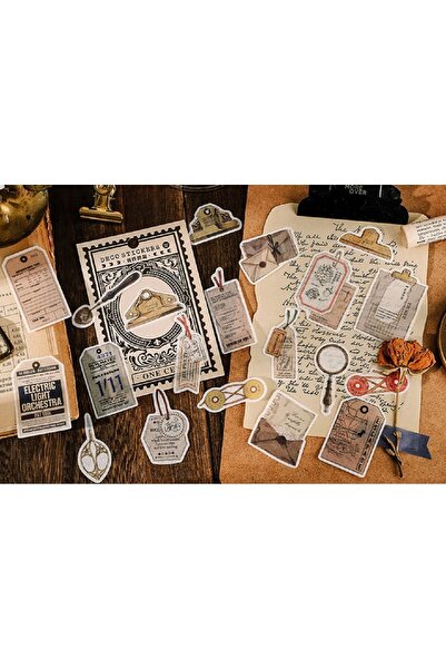 SF SCRAPBOOK KIRTASİYE 20 Adet Scrapbook Vintage Sticker Set, Scrapbooking
