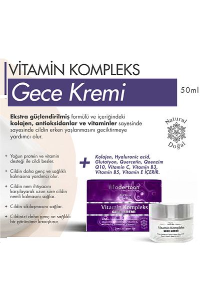 Fitoderman Collagen Hyaluronic Acid Glutathione Quercetin Qoenzyme Complex Night Cream