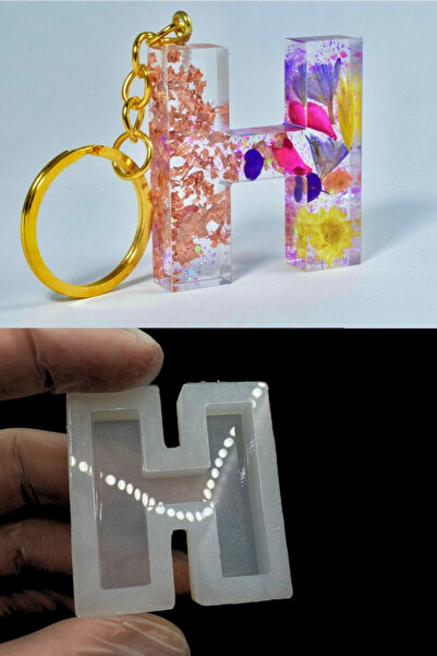 Aj Resincraft قالب حروف سيليكون إيبوكسي، حرف منقط، قالب سيليكون ذو طابع تركي H