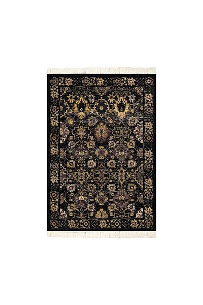 In House Soft Velvet Turkish Rectangular Door & Bath Mat -Black - 60x40 cm