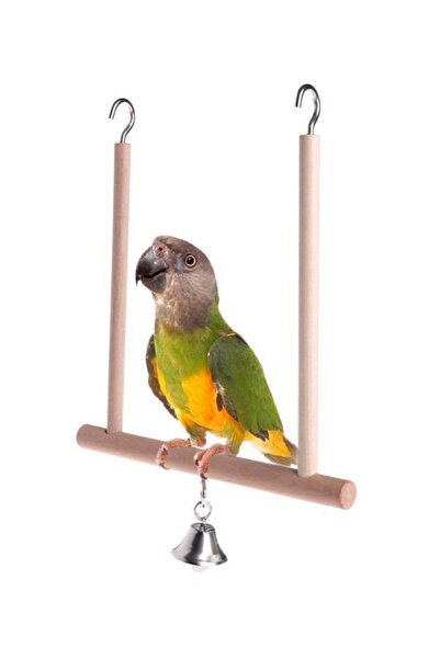 UniqBirdToys Trendme Wooden Bird Swing with Bell (Large Size)