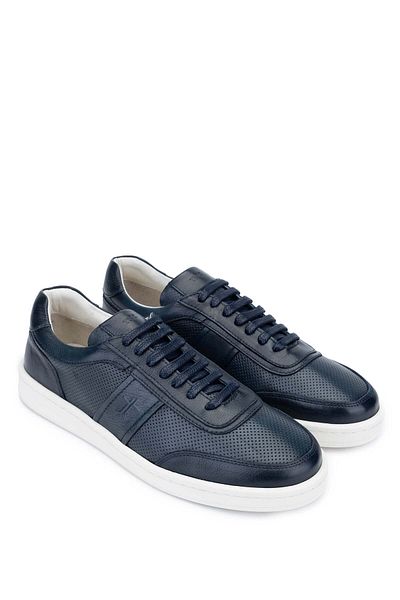 Tamer Tanca Men's Navy Blue Genuine Leather Casual Shoes
