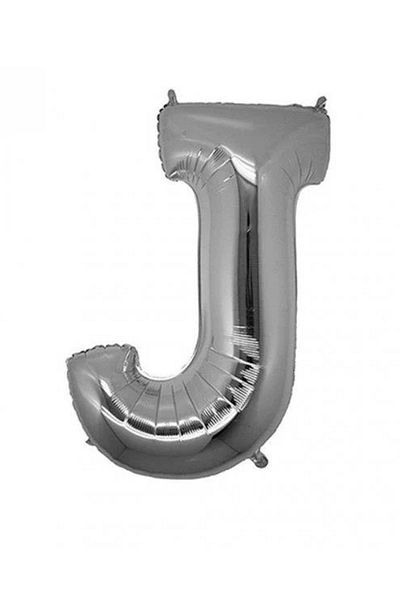 Patladı Gitti 16 Inch Silver Foil Balloon - Letter J 36 cm