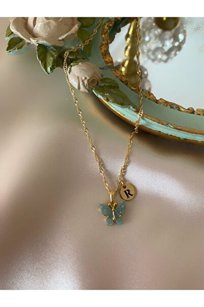 Asia by Leuvoié R Harfli Yeşil Kelebek Kolye