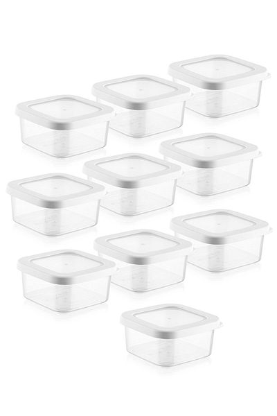 Meleni Home Set of 10 Eva Silicone Square Storage Container with Lid - Spice Bowl - Breakfast Set White