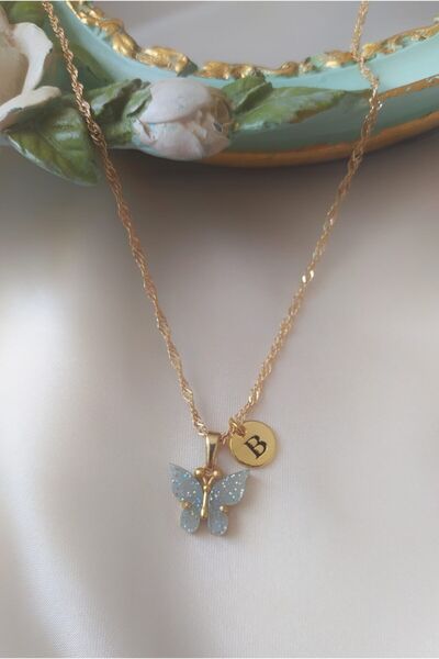 Asia by Leuvoié B Harfli Su Yeşili Kelebek Kolye