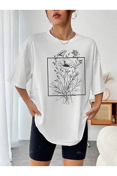 NoVibe Μπλουζάκι 100% βαμβακερό Unisex με φλοράλ εμπριμέ κοντομάνικο