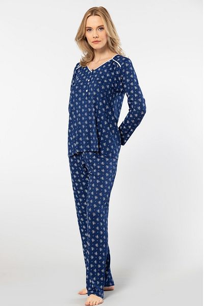 TÜREN Long Sleeve Floral Patterned Cotton Women's Pajamas Set