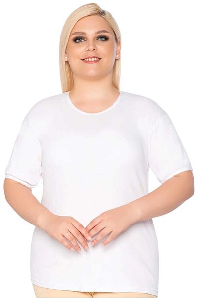 Tezzgelsin Cămașă de corp pentru femei de mărime mare - 100% bumbac, dantelă, mânecă scurtă, 6 maiouri de corp