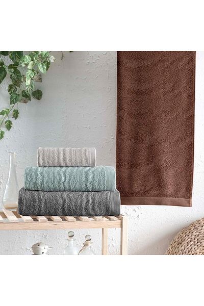 Altınbaşak Astor Shadows-Cinnamon 4-Piece Bath Towel - 100% Cotton