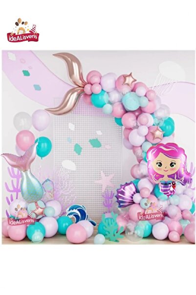 Bkmc Mermaid Pink Blue Balloons - Σετ αλουμινόχαρτο για κορίτσια με ροζ ουρά,...