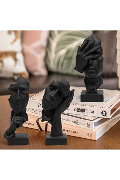 rakaymu Polyester Soyut 3 Lü El Yapımı Düşünür Heykel Biblo Aksesuar