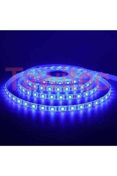 tawitec 3 Çipli Silikonlu Şerit Led Mavi Renk 12 Volt Dış Mekan 5050 3 Chip