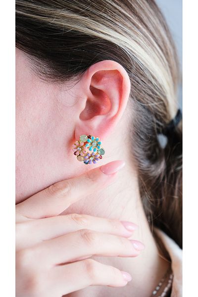 AURRARİ Purple Blue Daisy - Zircon Stone Detailed