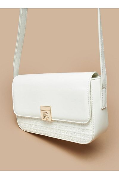Flora Bella by Shoexpress Monogram Embossed Crossbody Bag with Adjustable Strap