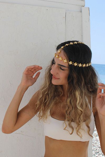 Sun Pieces Daisy Pearl Gold Hair Accessory - Headpiece and Hair Crown